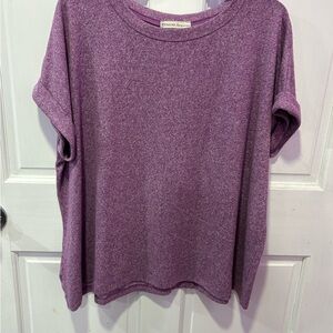 Zenana Women's Rolled Sleeve Short Sleeve Purple Tee